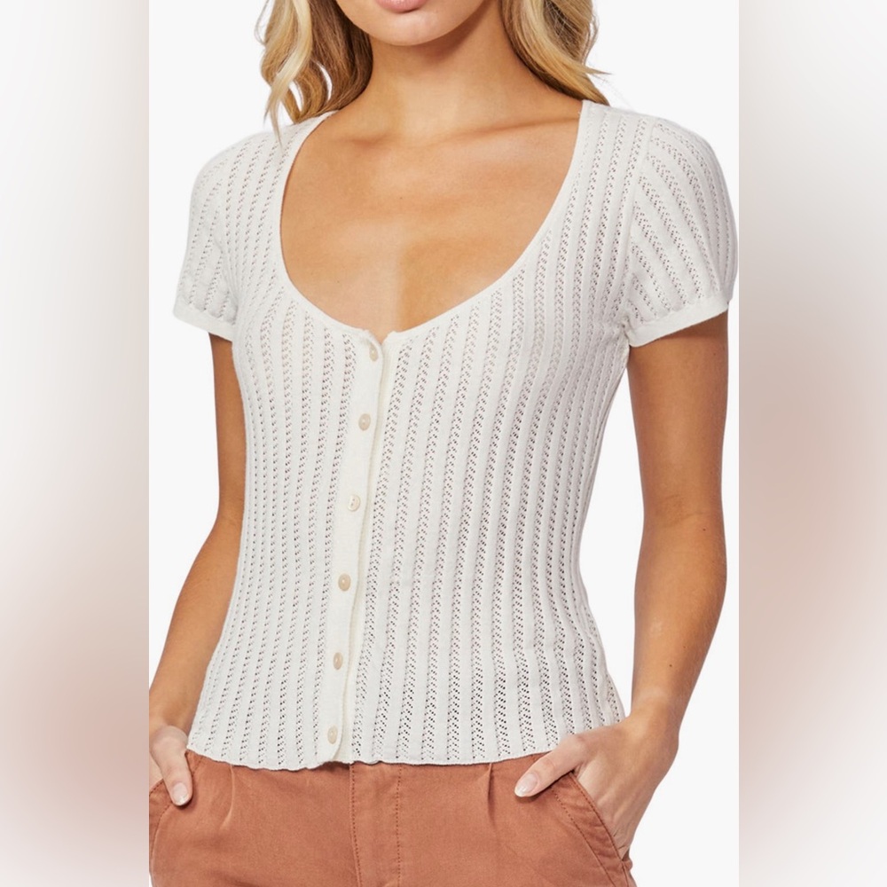 Paige White Cropped T-Shirt Loose Fit Size Medium